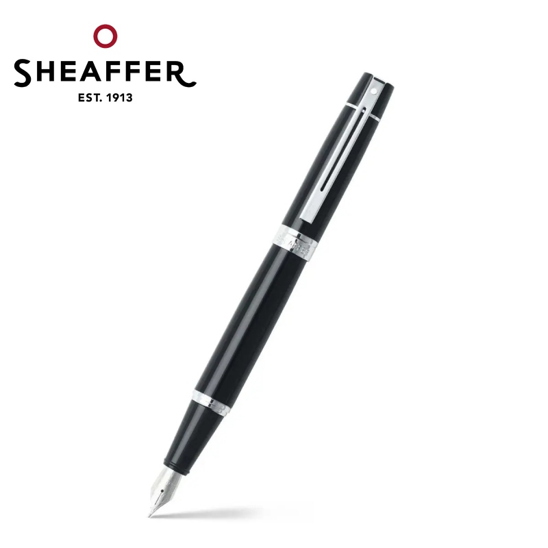 免費客製化刻字【Sheaffer】300黑桿銀夾鋼筆/F尖 SFE0931243✿50B003